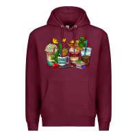 Burgundy spanish teacher coffee cups Premium Hoodie - AdoDesignShop