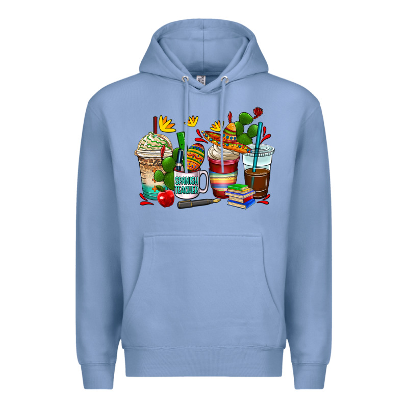 Spanish Teacher Coffee Cups Premium Hoodie by AdoDesignShop | Teevron