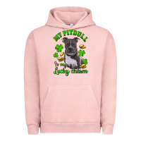 Pigment Salmon St. Patrick's Day My Pitbull Is My Lucky Charm Urban Hoodie - RanaPortraitStore