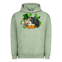 Pigment Oil Green St. Patrick's Day Charolais And Black Angus Cows Urban Hoodie - RanaPortraitStore