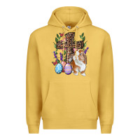 Antique Gold Easter bunny and floral cross Premium Hoodie - RanaPortraitStore