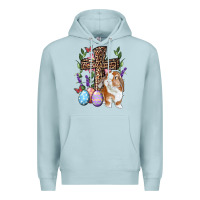 Blue Mist Easter bunny and floral cross Premium Hoodie - RanaPortraitStore
