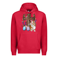 Cardinal Easter bunny and floral cross Premium Hoodie - RanaPortraitStore