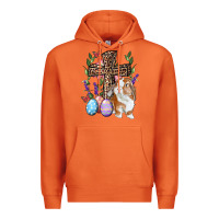 Carrot Easter bunny and floral cross Premium Hoodie - RanaPortraitStore