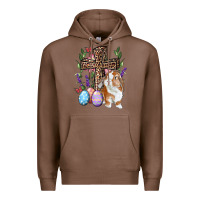 Chestnut Easter bunny and floral cross Premium Hoodie - RanaPortraitStore