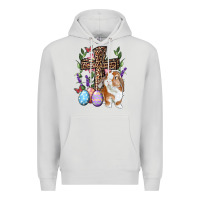 Dove Grey Easter bunny and floral cross Premium Hoodie - RanaPortraitStore