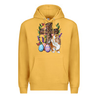 Mustard Easter bunny and floral cross Premium Hoodie - RanaPortraitStore
