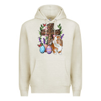 Oatmeal Heather Easter bunny and floral cross Premium Hoodie - RanaPortraitStore