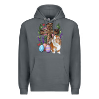 Rock Easter bunny and floral cross Premium Hoodie - RanaPortraitStore