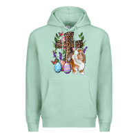 Seafoam Easter bunny and floral cross Premium Hoodie - RanaPortraitStore