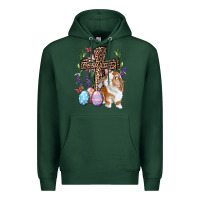Sports Green Easter bunny and floral cross Premium Hoodie - RanaPortraitStore