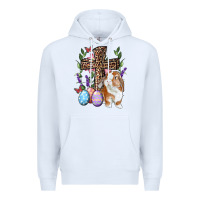 White Easter bunny and floral cross Premium Hoodie - RanaPortraitStore