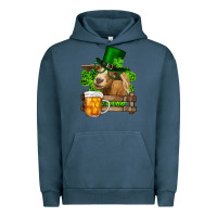 Pigment Midnight Navy St. Patrick's Day Goat And Beer Urban Hoodie - RanaPortraitStore