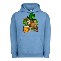 Pigment Pebble Blue St. Patrick's Day Goat And Beer Urban Hoodie - RanaPortraitStore
