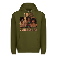 Army Green 1865 juneteenth melanin with afro Premium Hoodie - texasbilliewilder