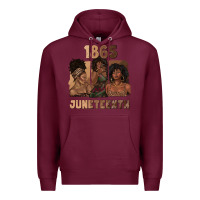 Burgundy 1865 juneteenth melanin with afro Premium Hoodie - texasbilliewilder