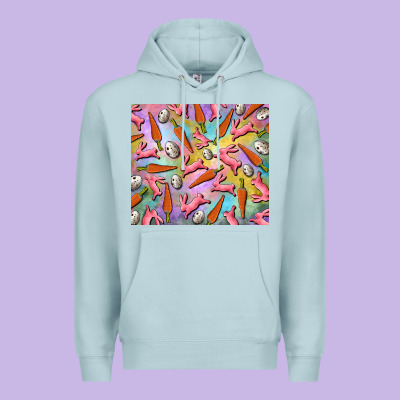 Easter Bunny Carrot And Quail Egg Premium Hoodie Designed By Ranaportraitstore