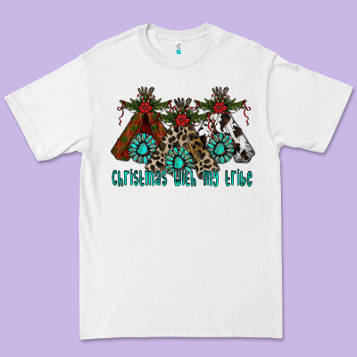Christmas With Tribe Premium Tee Designed By Cowhidedigitalart