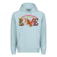 Blue Mist Easter Bunny Love With Rainbow Premium Hoodie - RanaPortraitStore