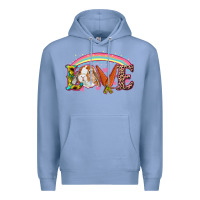 Colony Blue Easter Bunny Love With Rainbow Premium Hoodie - RanaPortraitStore
