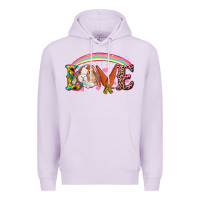 Lilac Easter Bunny Love With Rainbow Premium Hoodie - RanaPortraitStore