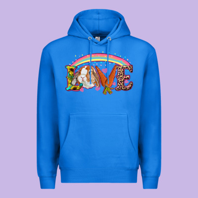 Easter Bunny Love With Rainbow Premium Hoodie Designed By Ranaportraitstore