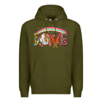 Army Green Easter Bunny Love With Rainbow Premium Hoodie - RanaPortraitStore