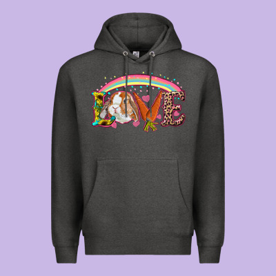 Easter Bunny Love With Rainbow Premium Hoodie Designed By Ranaportraitstore