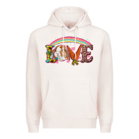 Pale Pink Easter Bunny Love With Rainbow Premium Hoodie - RanaPortraitStore