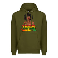 Army Green 1865 juneteenth with afro black woman Premium Hoodie - texasbilliewilder