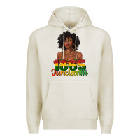 Oatmeal Heather 1865 juneteenth with afro black woman Premium Hoodie - texasbilliewilder