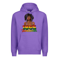 Purple 1865 juneteenth with afro black woman Premium Hoodie - texasbilliewilder