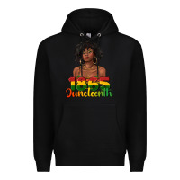 Black 1865 juneteenth with afro black woman Premium Hoodie - texasbilliewilder