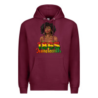 Burgundy 1865 juneteenth with afro black woman Premium Hoodie - texasbilliewilder