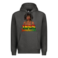 Charcoal Heather 1865 juneteenth with afro black woman Premium Hoodie - texasbilliewilder