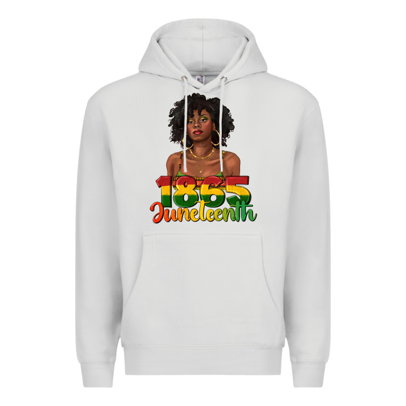 1865 Juneteenth With Afro Black Woman Premium Hoodie by texasbilliewilder | Teevron