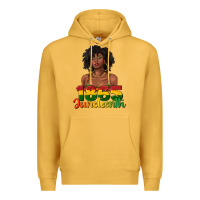 Mustard 1865 juneteenth with afro black woman Premium Hoodie - texasbilliewilder