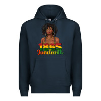 Navy 1865 juneteenth with afro black woman Premium Hoodie - texasbilliewilder