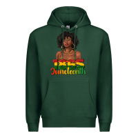 Sports Green 1865 juneteenth with afro black woman Premium Hoodie - texasbilliewilder