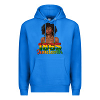 True Royal 1865 juneteenth with afro black woman Premium Hoodie - texasbilliewilder