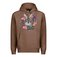 Chestnut Easter Bunny With Floral Wreath Premium Hoodie - RanaPortraitStore