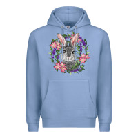 Colony Blue Easter Bunny With Floral Wreath Premium Hoodie - RanaPortraitStore