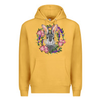 Mustard Easter Bunny With Floral Wreath Premium Hoodie - RanaPortraitStore