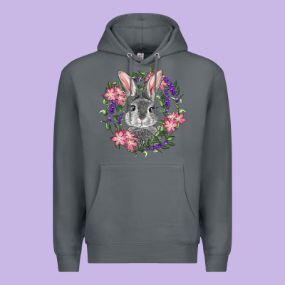 Easter Bunny With Floral Wreath Premium Hoodie Designed By Ranaportraitstore