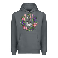 Rock Easter Bunny With Floral Wreath Premium Hoodie - RanaPortraitStore