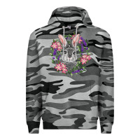 Slate Camo Easter Bunny With Floral Wreath Premium Hoodie - RanaPortraitStore