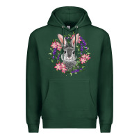 Sports Green Easter Bunny With Floral Wreath Premium Hoodie - RanaPortraitStore