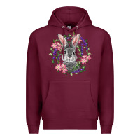 Burgundy Easter Bunny With Floral Wreath Premium Hoodie - RanaPortraitStore