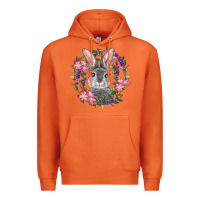 Carrot Easter Bunny With Floral Wreath Premium Hoodie - RanaPortraitStore