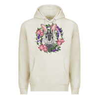 Oatmeal Heather Easter Bunny With Floral Wreath Premium Hoodie - RanaPortraitStore